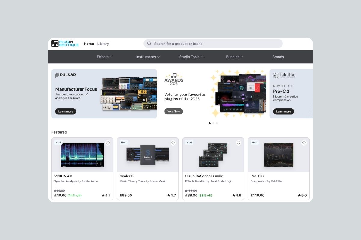 Screenshot graphic of the Plugin Boutique homepage
